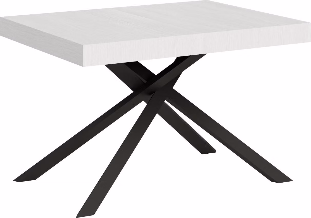 ITYHOME - Tavolo allungabile 120/224x90 cm Karida bianco frassino gambe antracite
