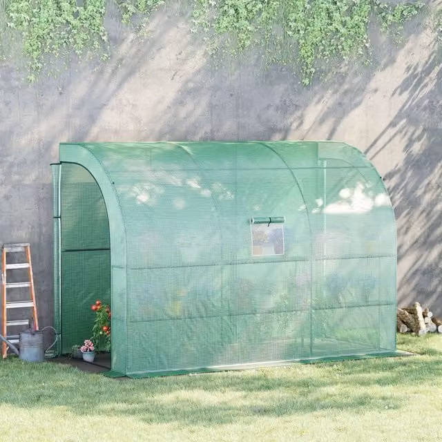 Serra da giardino con 3 livelli di ripiani, copertura in plastica, 300 x 150 x 213 cm, verde