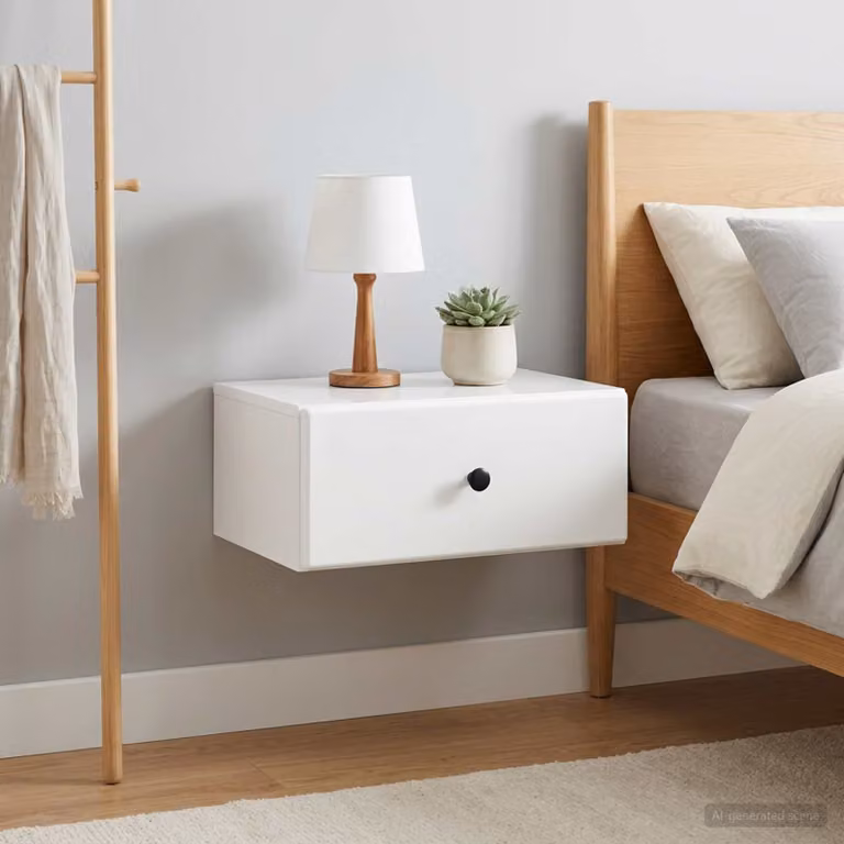 Set di 2 comodini sospesi vidaXL Bianco Lucido L: 49 cm, P: 34,5 cm, H: 20 cm