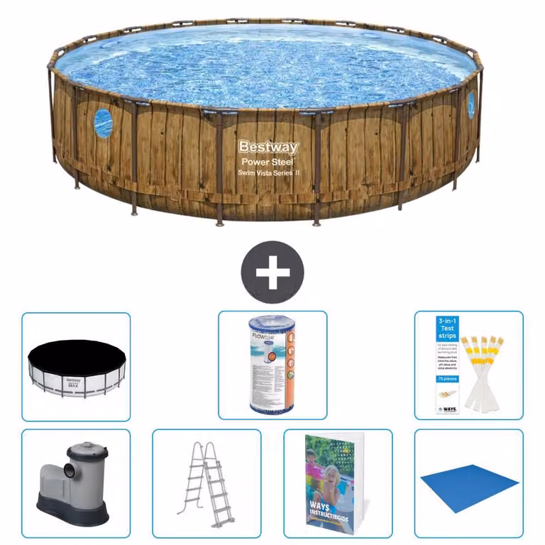 Bestway Power Steel, piscina rotonda - 549x122 cm - composta da 6 parti, modello S594