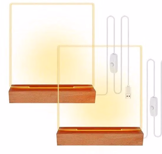 Set di basi luminose in legno e LED con base in acrilico per espositori decorativi
