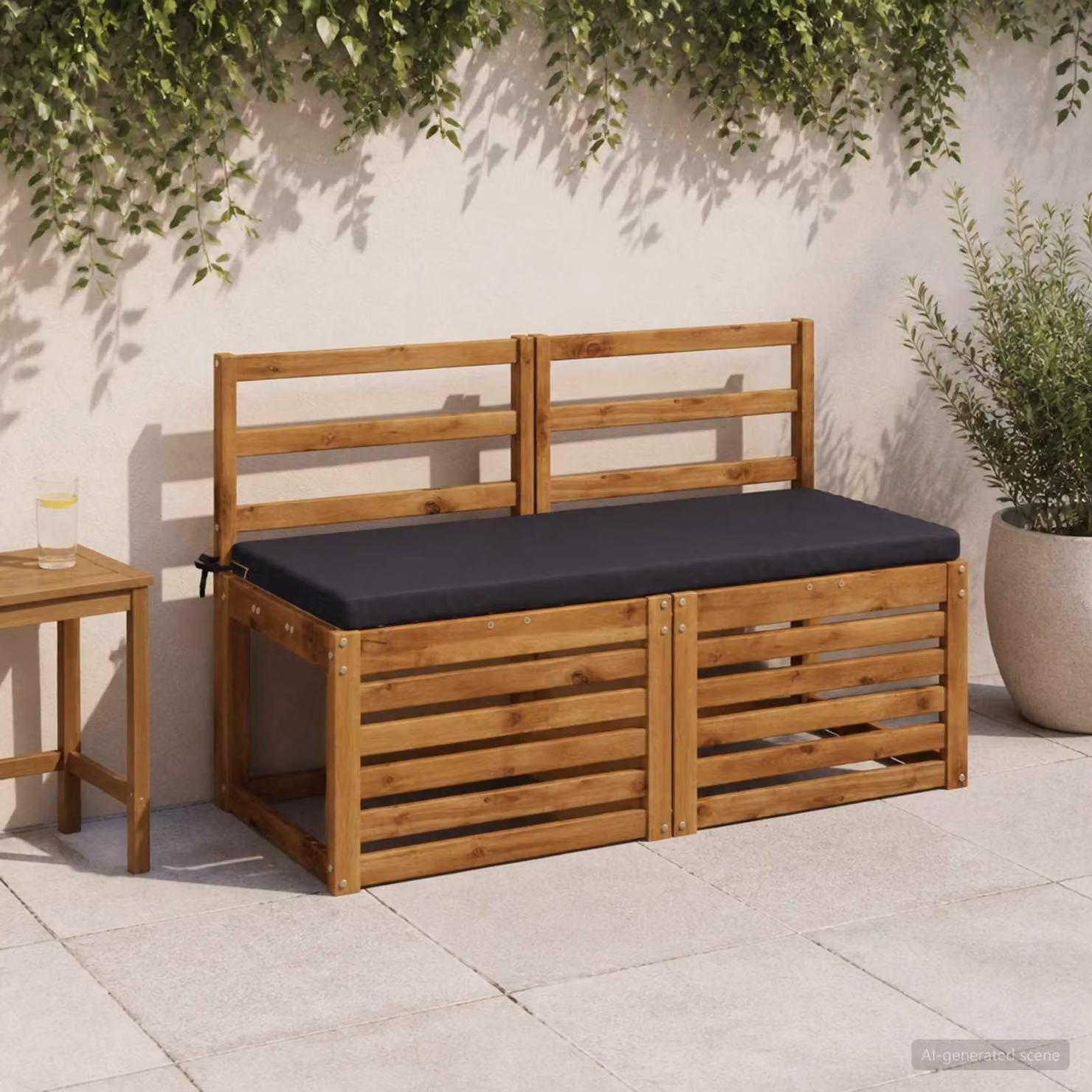 Set di 2 cuscini per panchina vidaXL SOEST in poliestere, resistenti ai raggi UV, disponibili in blu o antracite, L 120 cm