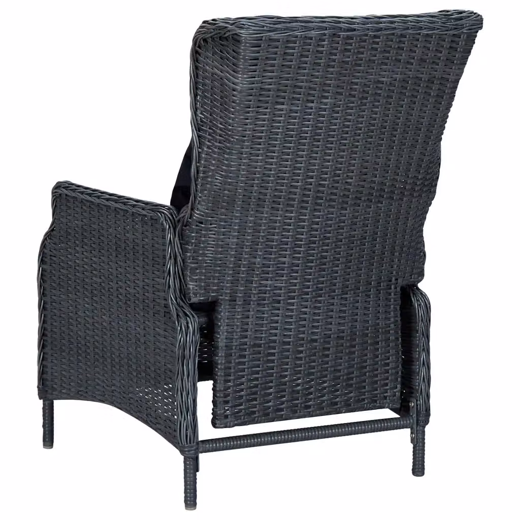 Set da pranzo da giardino vidaXL in polyrattan con cuscini e piano in vetro, 9 pezzi, Grigio Scuro e Nero – 2