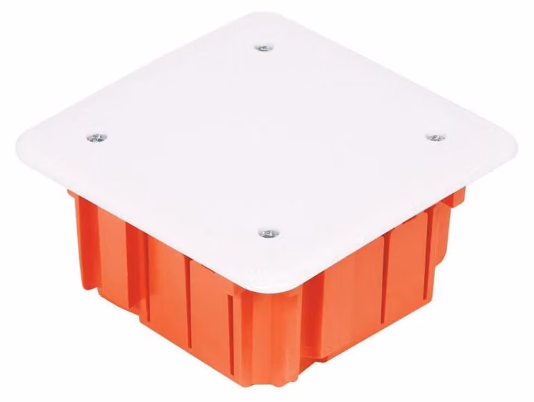 Scatola di derivazione da incasso, dimensioni 105x105x50 mm | Contenitore a parete con coperchio bianco