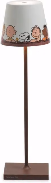 Lampada da tavolo Zafferano Poldina Pro Peanuts Together ricaricabile e dimmerabile con LED luce calda, resistente all'esterno IP65, bianca e marrone