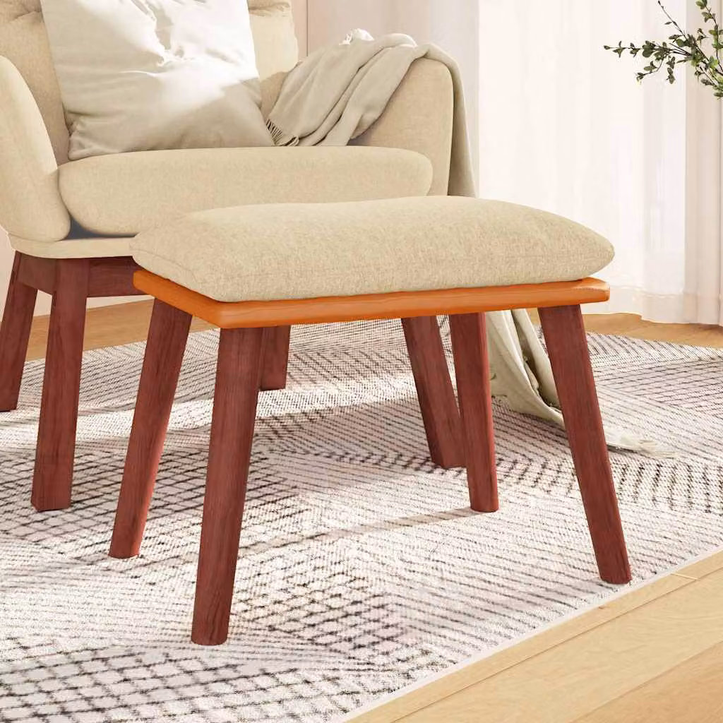 vidaXL Poggiapiedi Beige in Tessuto e Similpelle L: 45 cm, P: 29,5 cm, H: 35 cm