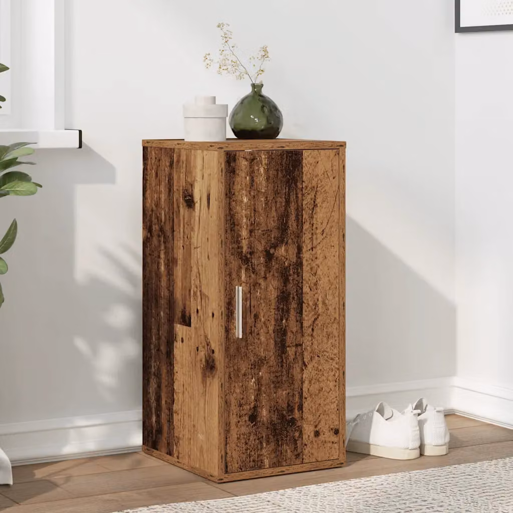 Scarpiera vidaXL in stile rustico marrone con ante a battente e ripiani interni, L/P/H: 32 x 35 x 70 cm
