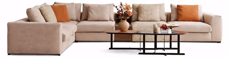 Soggiorno: set di divani beige, elegante divano a L, poltrona di design