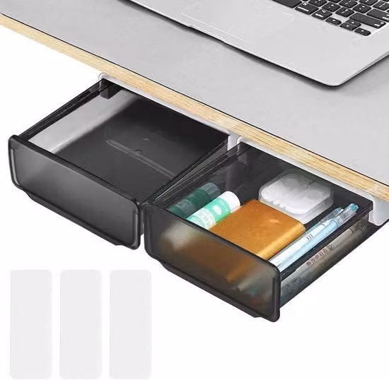 Organizzatore da scrivania multi-compartimento in plastica con cassetti per ufficio, disponibile in bianco o nero, L: 17 cm, P: 7 cm, H: 20 cm