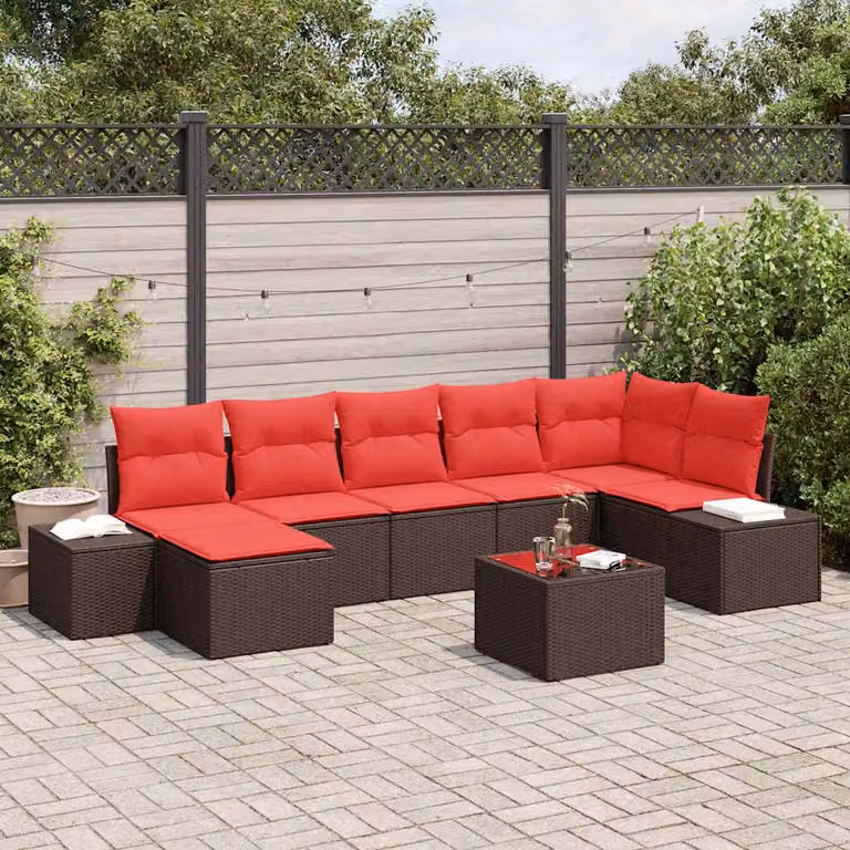 Maison Exclusive - Set da giardino composto da 8 pezzi, divano in rattan sintetico marrone