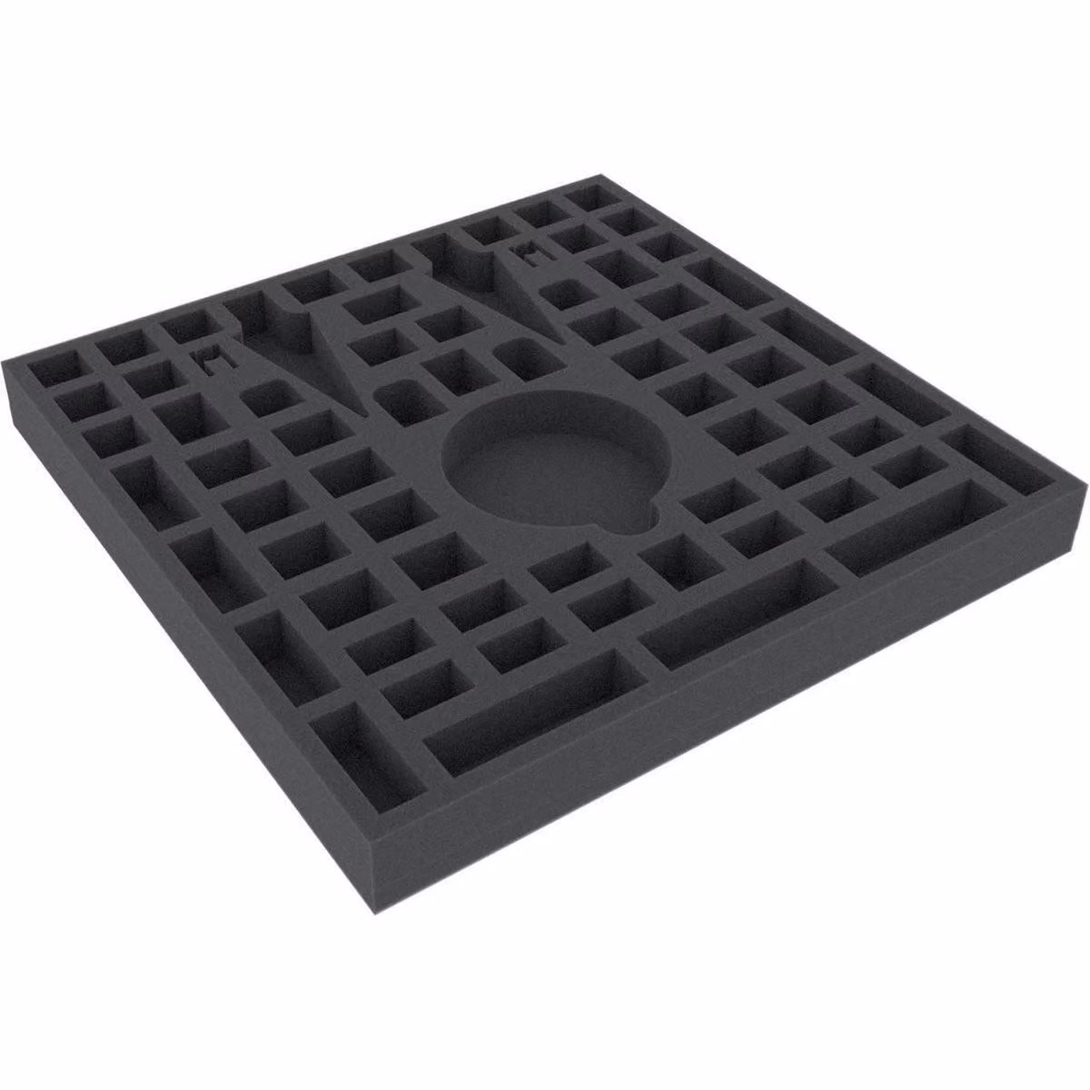 Inserto in schiuma 285x285x30 mm, 67 scomparti per giochi da tavolo