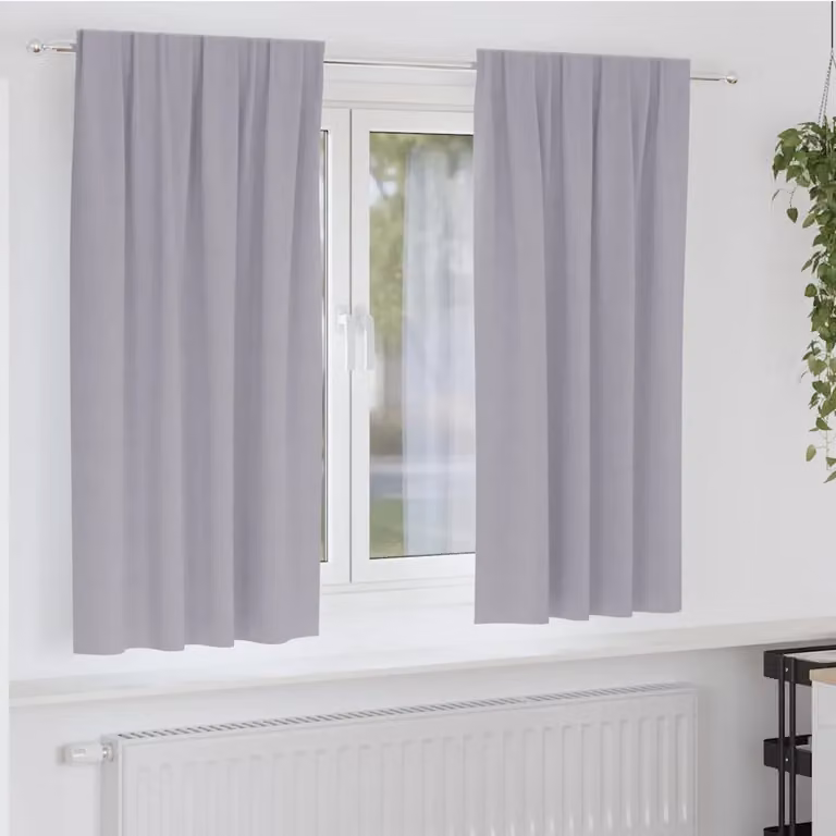 Set di 2 tende blackout vidaXL con anelli in poliestere, colore grigio, L: 175 cm x H: 140 cm