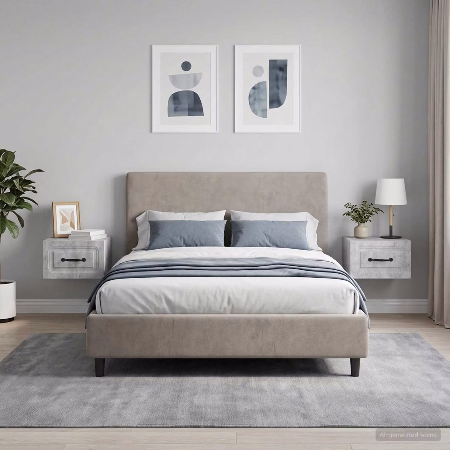 Set di 2 comodini sospesi vidaXL moderni in MDF Grigio e Nero L/P/H: 34,5 x 33 x 20 cm