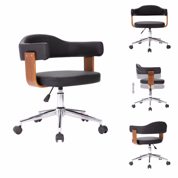 vidaXL Sedia da ufficio girevole in legno curvato nero e Pelle finta - Sedie da ufficio