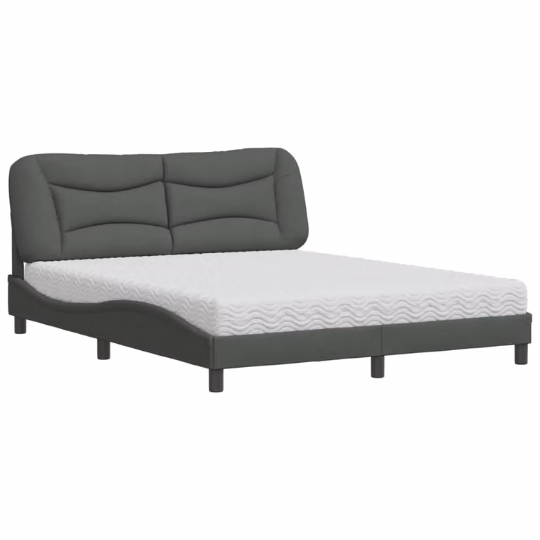 Letto con Materasso Hvar Grigio Scuro 160x200 cm Tessuto