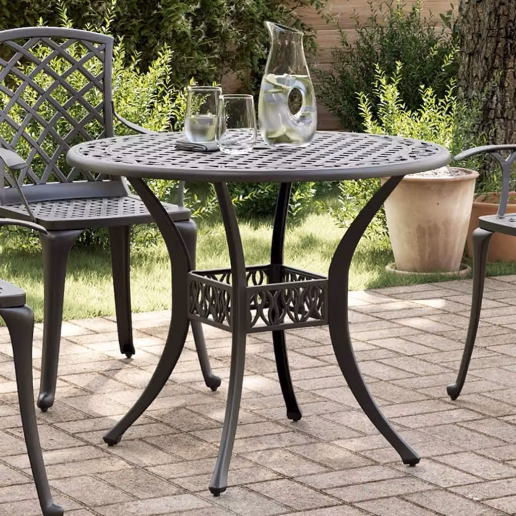 Maison Exclusive - Tavolo da giardino nero, diametro 90 cm, altezza 75 cm, in alluminio pressofuso