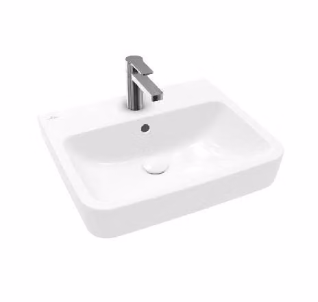 Villeroy & Boch O.novo - Lavabo da appoggio, 550x460 mm, con sfioratore, foro per miscelatore, AntiBac, CeramicPlus, bianco alpino 4A41MGT2