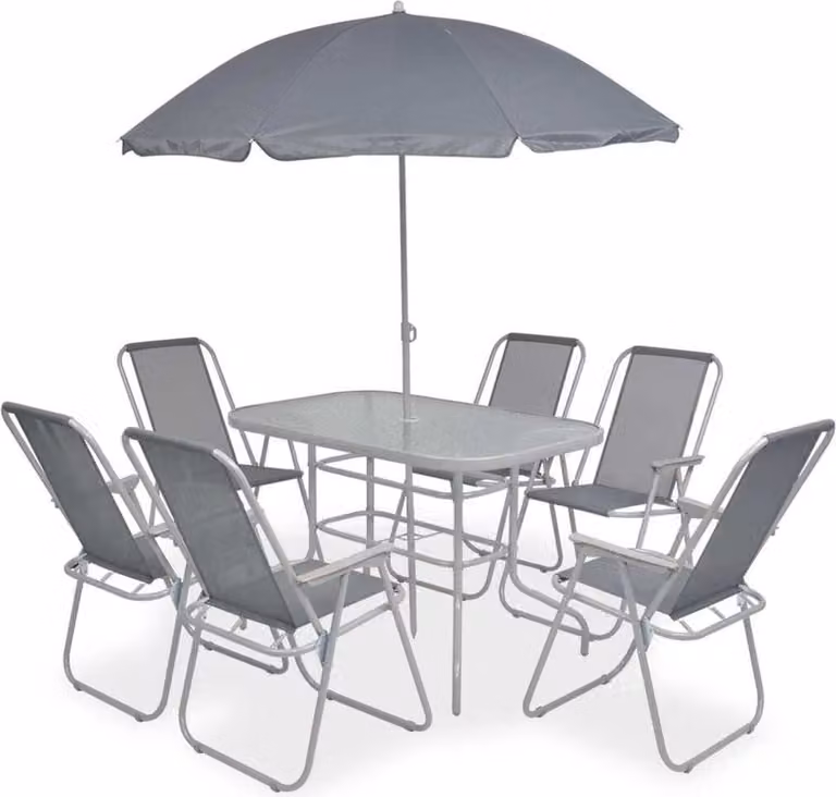 Maison Exclusive - Set da giardino completo per 8 persone, acciaio e tessuto Textilene, colore grigio