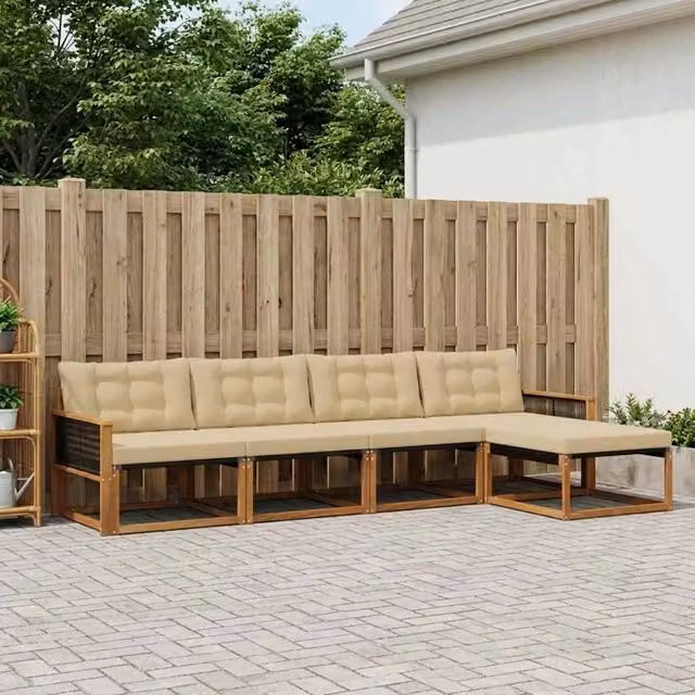 Set di divani da esterno 5 pz Naturale e Beige 3381361