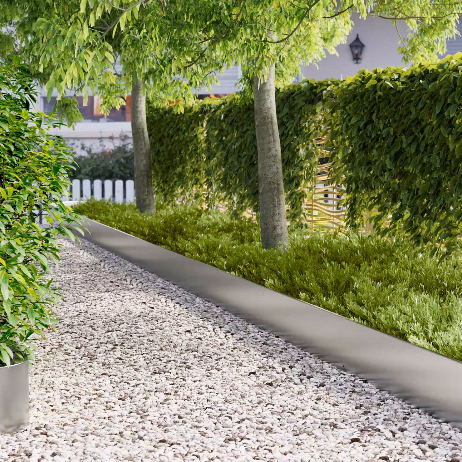 Set di 10 bordure per prato vidaXL in acciaio color argento, L: 103 cm, H: 30 cm