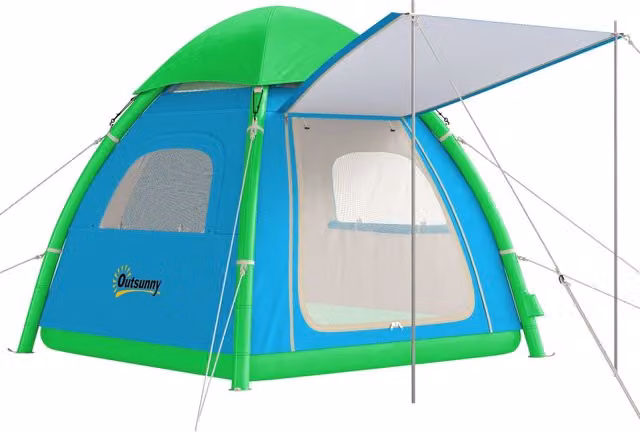 Tenda gonfiabile 3 posti ¨C zephmum ¨C verde con pompa e finestre a rete