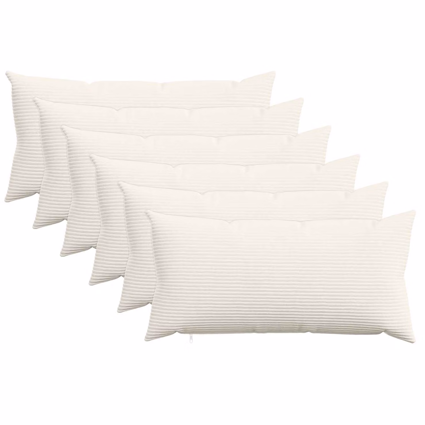 Set di 6 federe vidaXL HEERLEN in velluto a coste, colore crema, L 80 x P 40 cm