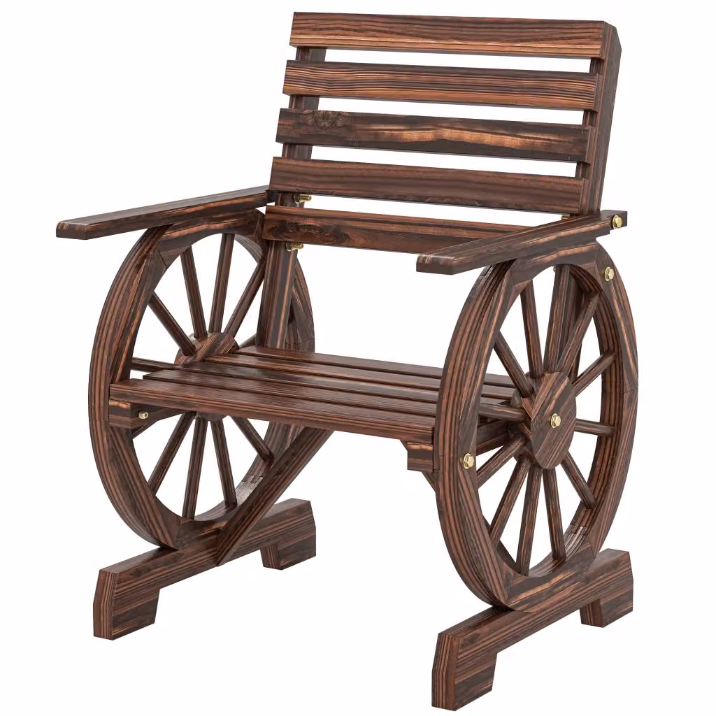 Sedia da giardino Minimal in legno di pino e abete marrone scuro con braccioli e schienale inclinato – 2
