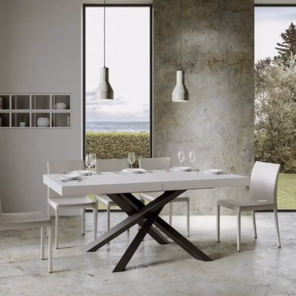 Tavolo allungabile Itamoby Volantis rettangolare in bianco frassino con gambe antracite L: 200-460 cm, P: 90 cm – 2