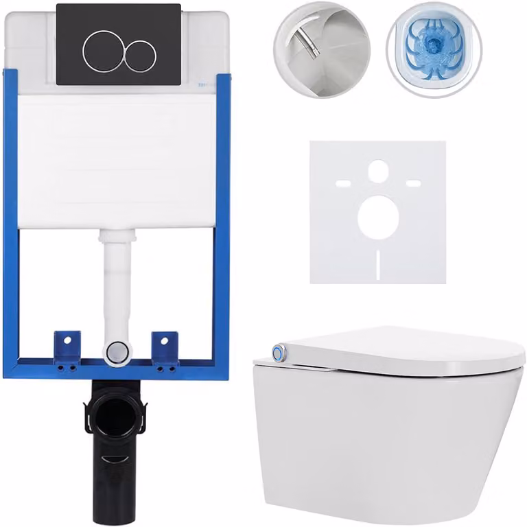 Set completo per WC Profi/Cronus Standard - bianco lucido - pulsante per WC Duo/nero opaco - da incasso - 59,3x38,4 cm