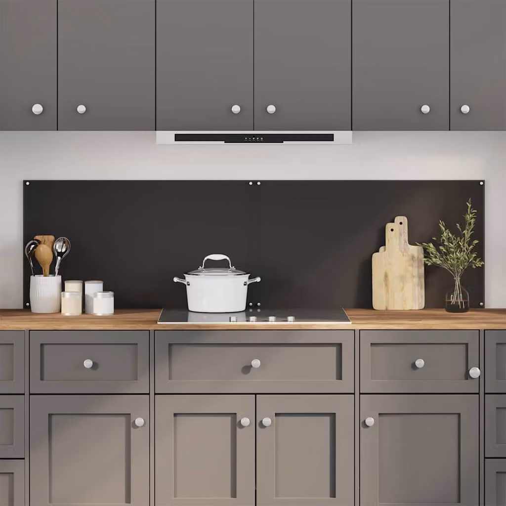 Set di 2 schienali da cucina vidaXL in vetro temperato nero, L 90 cm x H 50 cm