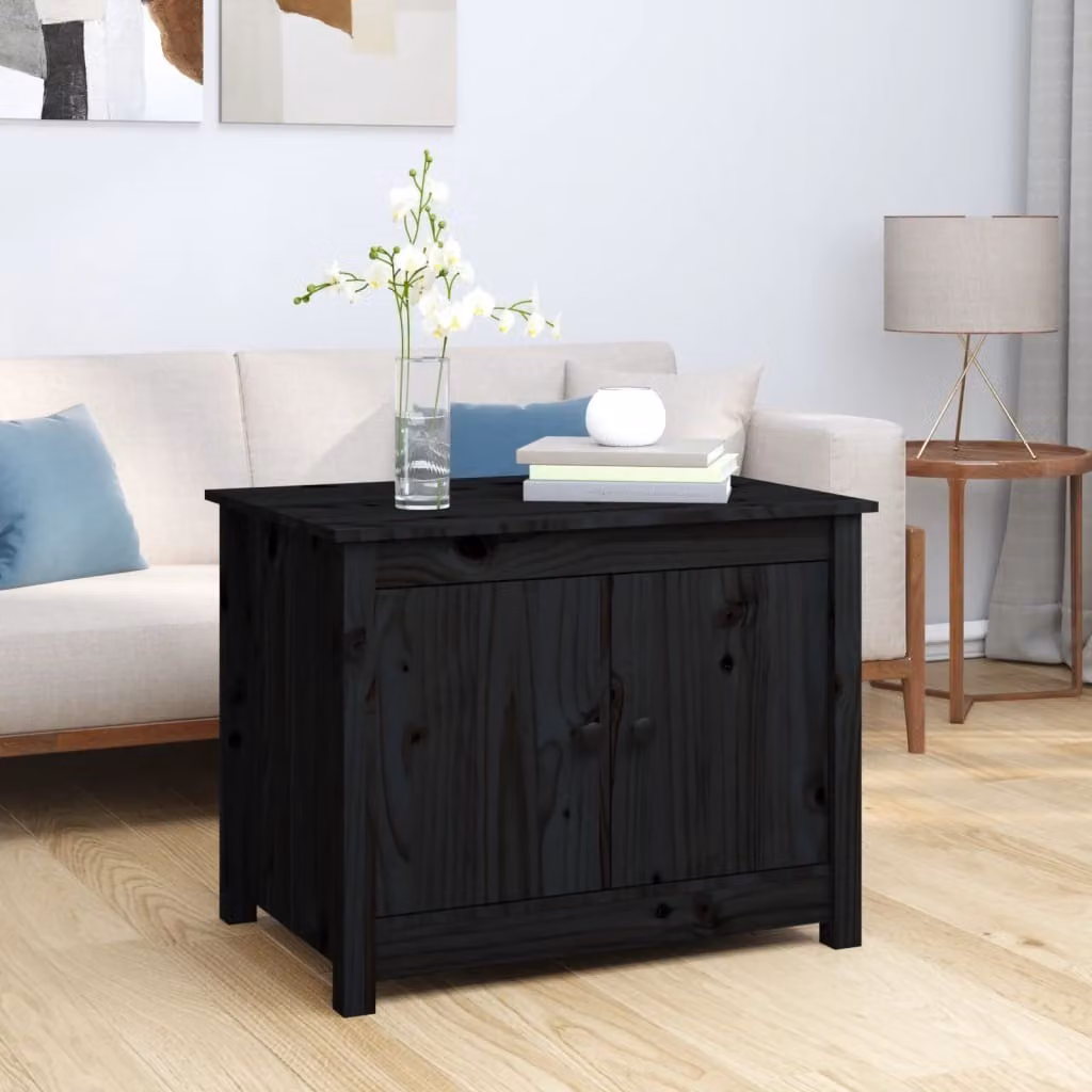 Maison Exclusive - Tavolino nero 71x49x55 cm in legno massello di pino