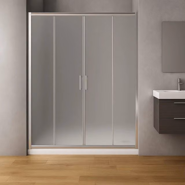 Porta doccia scorrevole slide4 per nicchia quattro ante cristallo stampato *** misure 124-130 x h190 cm stampato, con...