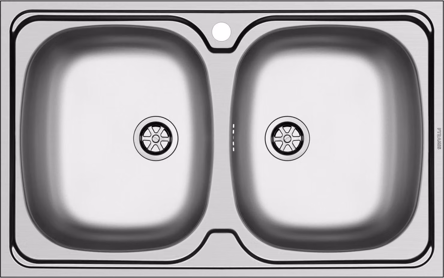 Lavello da cucina 80x50 cm, lavello da appoggio, lavello doppio per mobili da cucina larghi 80 cm