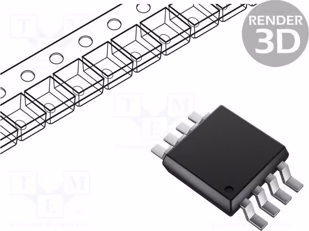 3 comparatori universali da 2 a 36V, tipo LM2903M8-13, adatti per montaggio superficiale (SMD), con una corrente di polarizzazione di 200nA