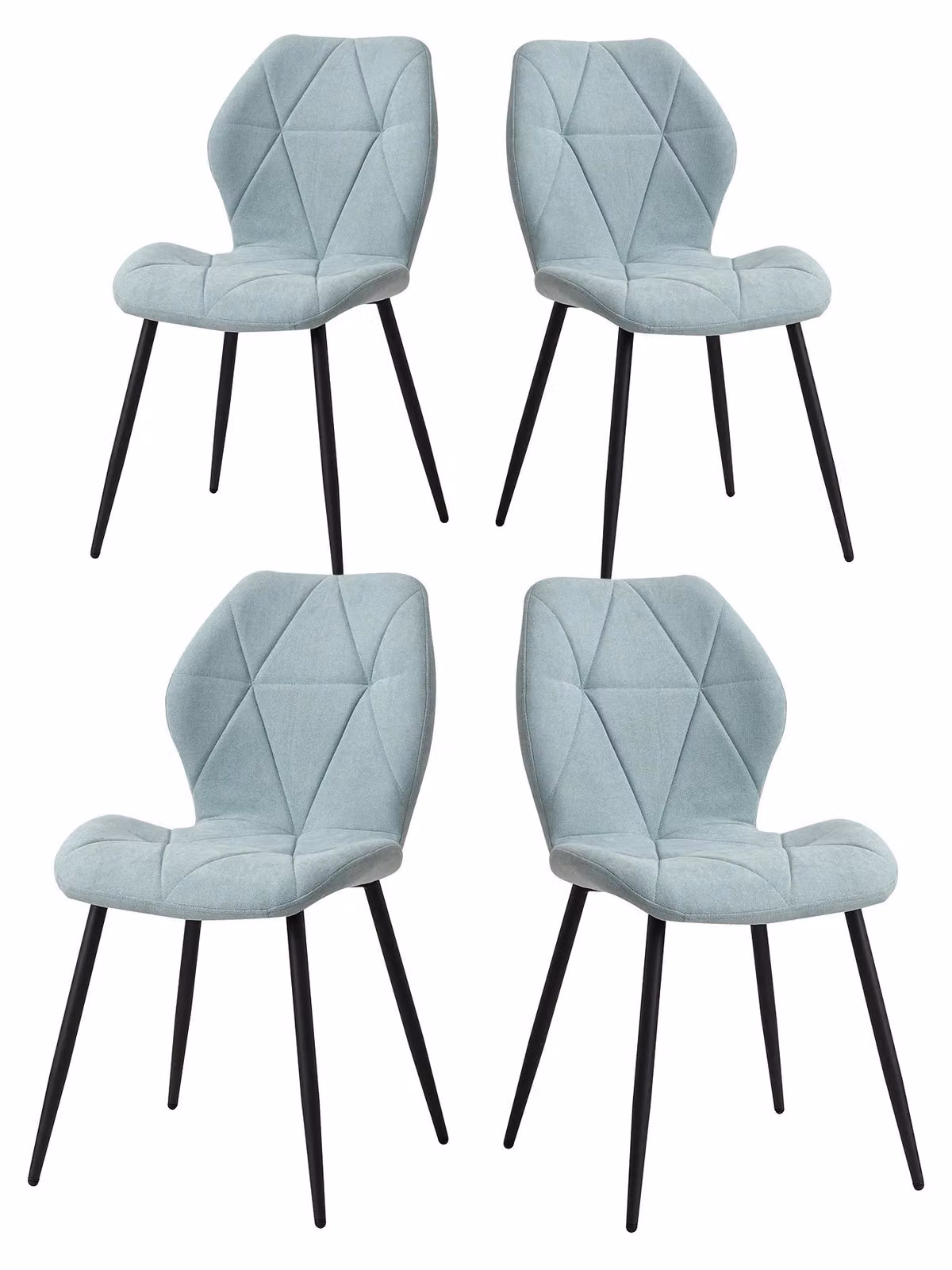 Set di 4 sedie da pranzo - Sedia per cucina - Design moderno minimalista - Gambe in metallo - Senza braccioli - Adatte per cucina e sala da pranzo - Verde menta