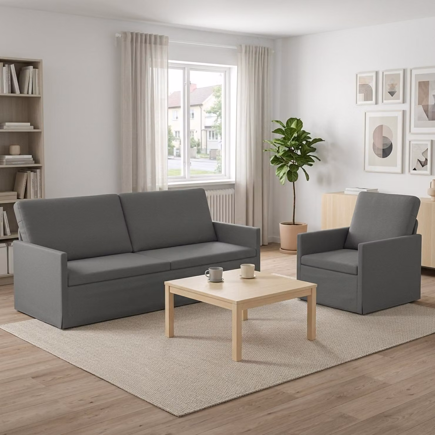 vidaXL Set di divani 2 pcs Grigio Scuro Tessuto