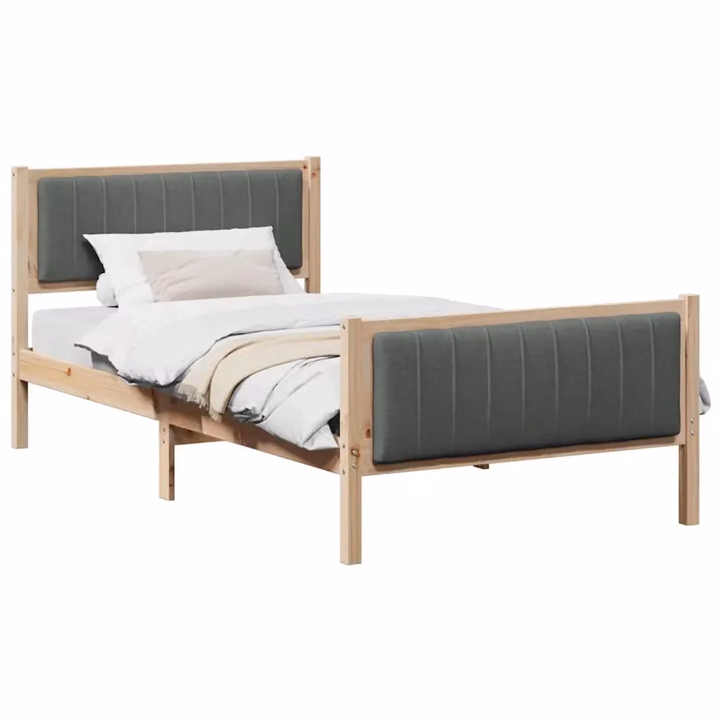 Struttura del letto moderna vidaXL in legno di pino, marrone e grigio scuro, L 100 x P 200 cm – 2