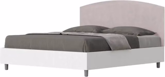 Letto matrimoniale contenitore doppia alzata 160x200 bianco frassino testata microfibra glicine Antilia