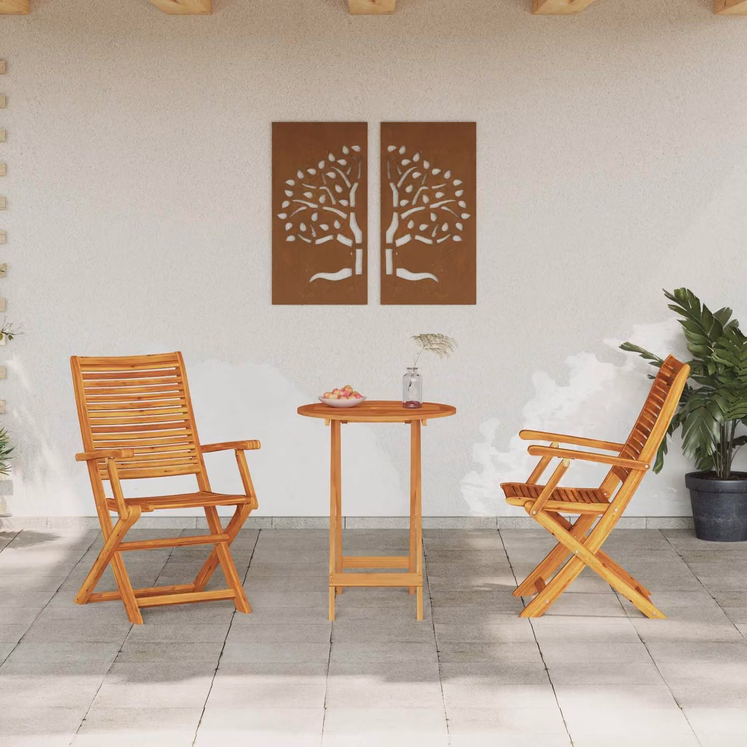 Maison Exclusive - Set da bistrot pieghevole, 3 pezzi, legno massello di acacia, color marrone