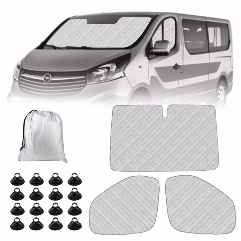 Tappetino termico in 3 pezzi per cabina, realizzato in lamina di alluminio, pieghevole, per proteggere dal sole, compatibile con Renault Trafic, Vivaro, NV300, Talento