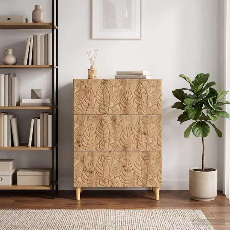 Carrello mobile con cassetti vidaXL in legno ingegnerizzato marrone, L 66 cm x P 34,5 cm x H 90 cm