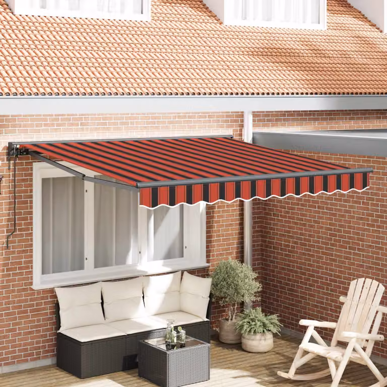 vidaXL Semi cassette in poliestere con struttura in alluminio e acciaio, Arancione, Rosso e Nero