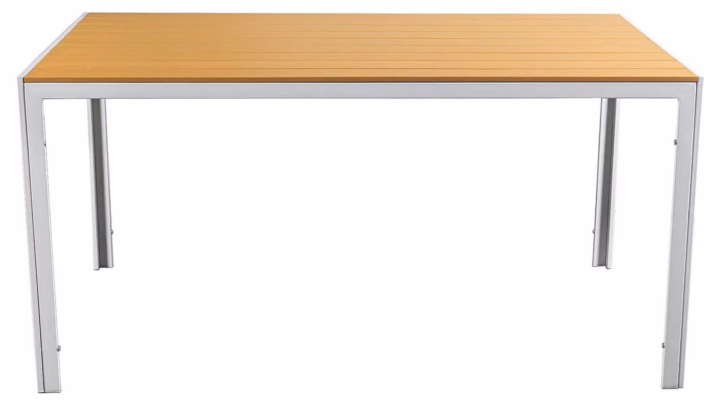 Tavolo da giardino in acciaio e polietilene, dimensioni 150x90x74 cm, colore bianco