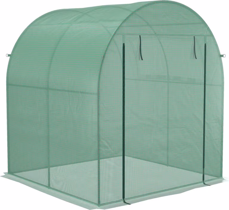 Serra, serra in pellicola 180 x 180 x 200 cm con porta a rulli, protezione UV, serra, serra per pomodori con finestra laterale, pellicola a griglia in PE, serra per piante resistente all'inverno per giardino, balcone, verde