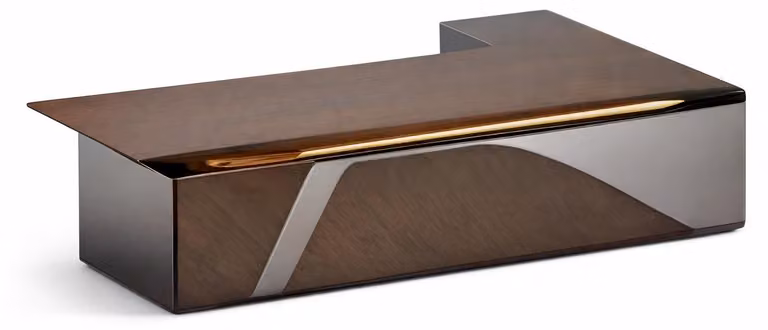 Scrivania moderna in legno e metallo, con eleganti dettagli