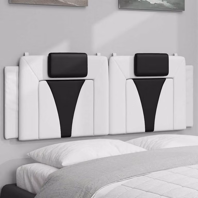 vidaXL Cuscino Testiera Viana in Similpelle Nero e Bianco L: 120 cm
