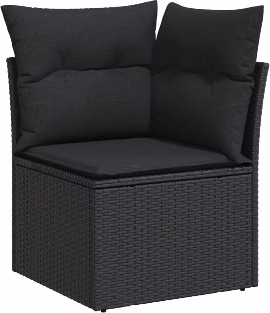 Set Divano da Giardino 6 pz con Cuscini Nero in Polyrattan 3266575