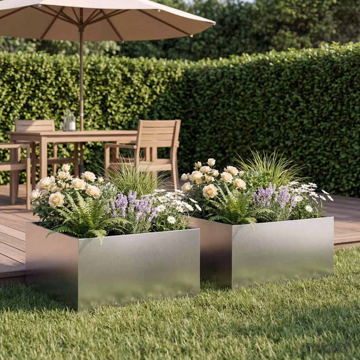Set di 2 vasi da giardino vidaXL in acciaio inox color argento L/P/H: 40 x 40 x 30 cm