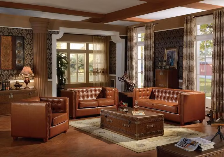 Design Chesterfield Sofagarnitur 3+2+1 Couch Leder Couch Polster Sofas