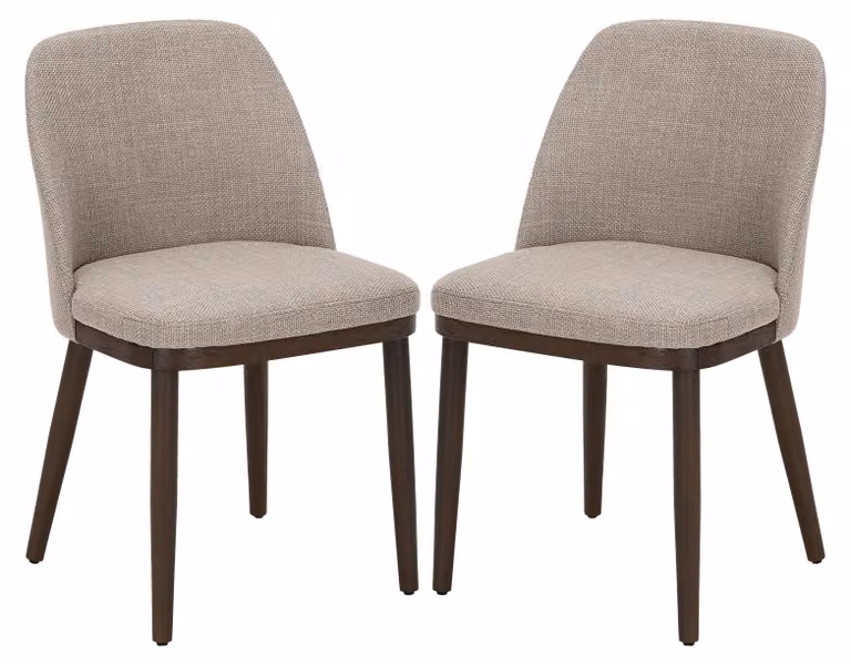 COLAMY Set di 2 sedie da pranzo – Sedie dal design moderno con rivestimento in tessuto e gambe in legno massello, ideali per soggiorno, cucina o sala da pranzo – Marrone